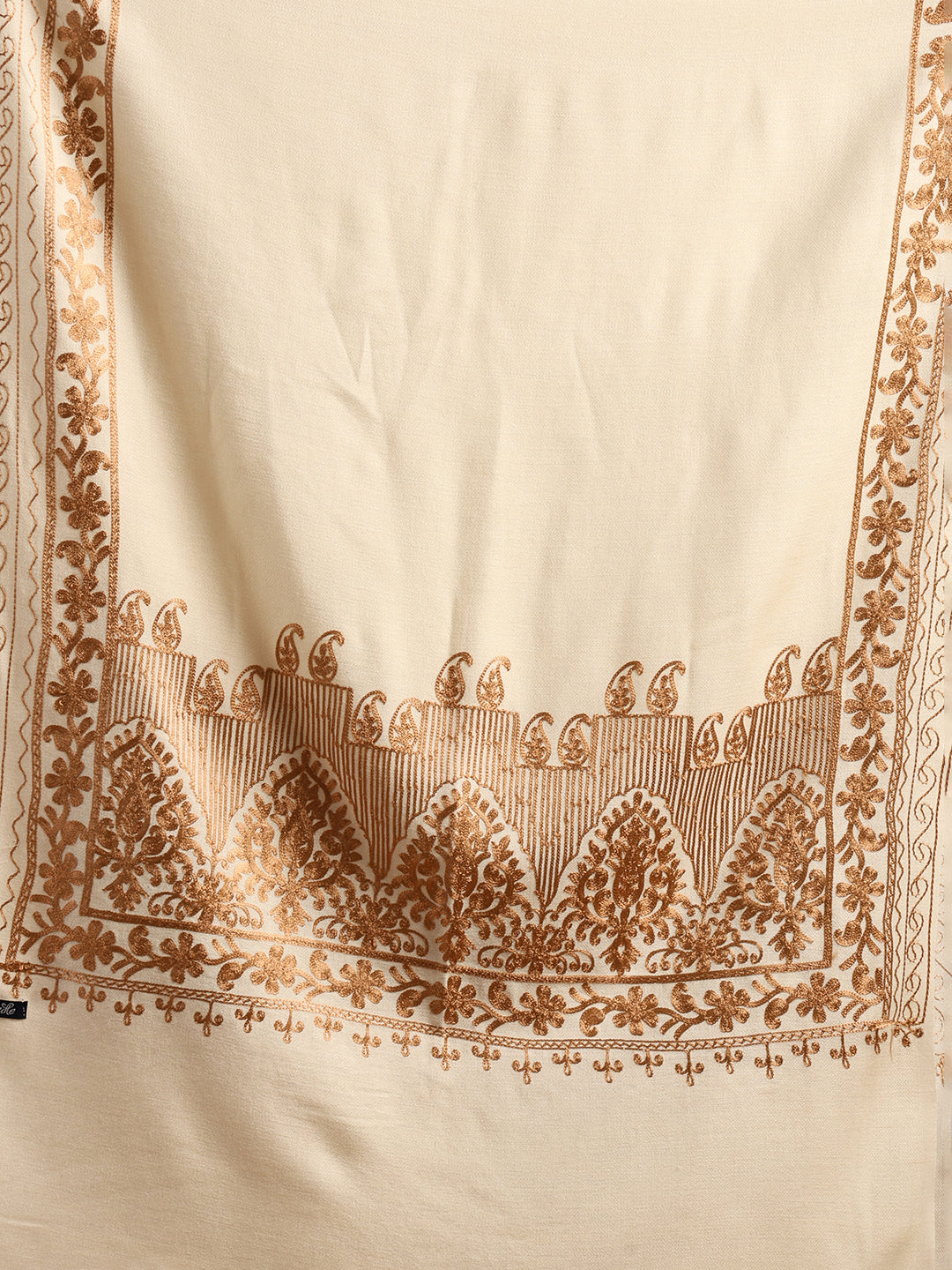 Tweedle Men’s Kashmiri Aari Embroidery Stole/ Scarf - Off-White, Size - 28 x 80 inches