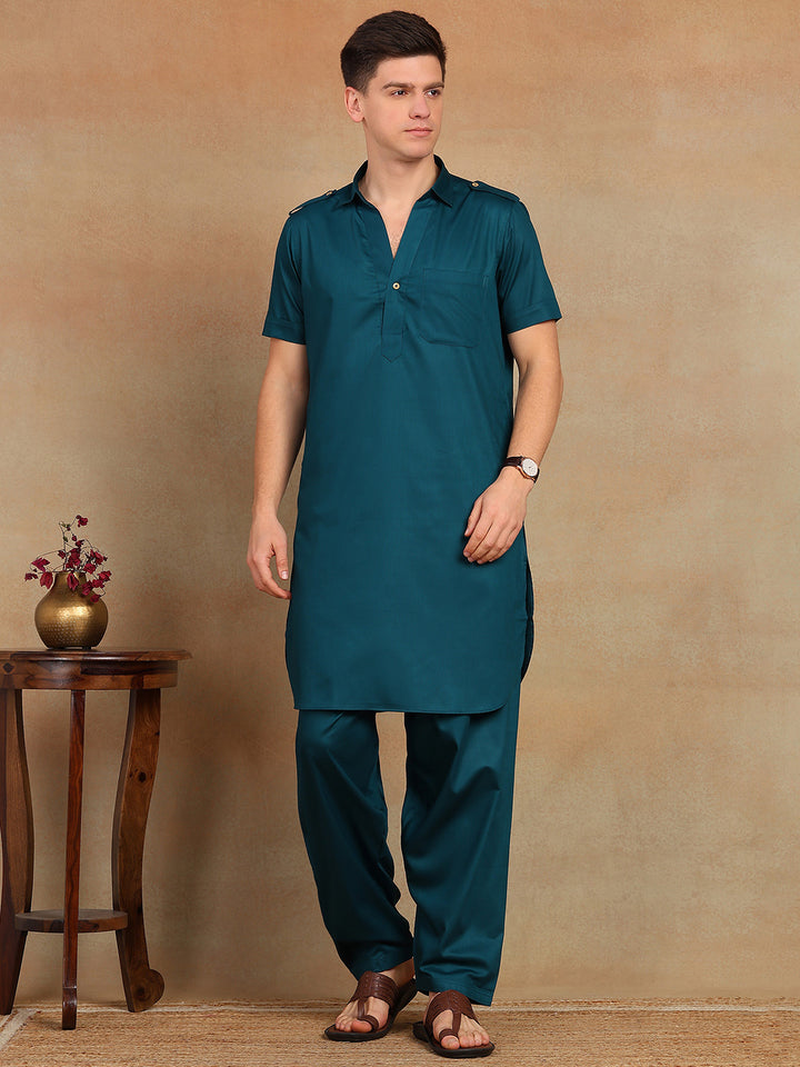 Men's Solid Pathani Kurta with Salwar