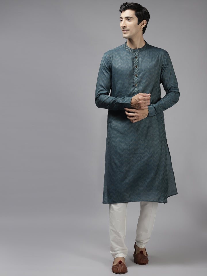 Handwoven Straight Silk Kurta with Pyjama