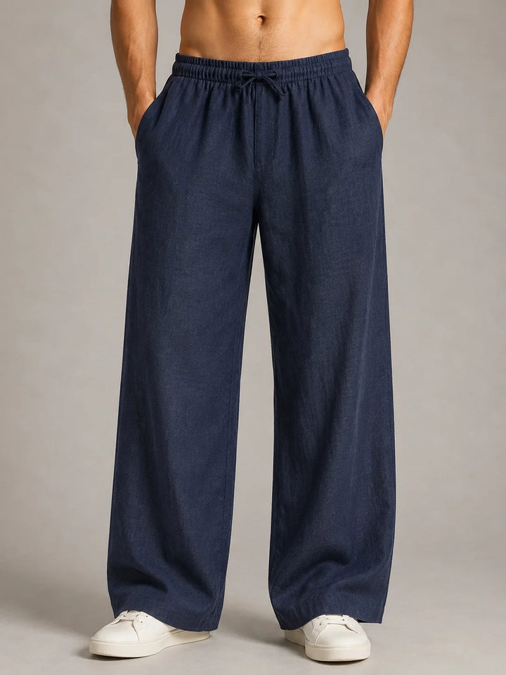 See Designs Men's Flare Linen Pyjama Relaxed Fit Drawstring Lounge Pants