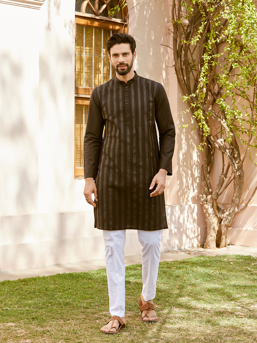 Thread Worked Pure Cotton Straight Kurta with Pyjama