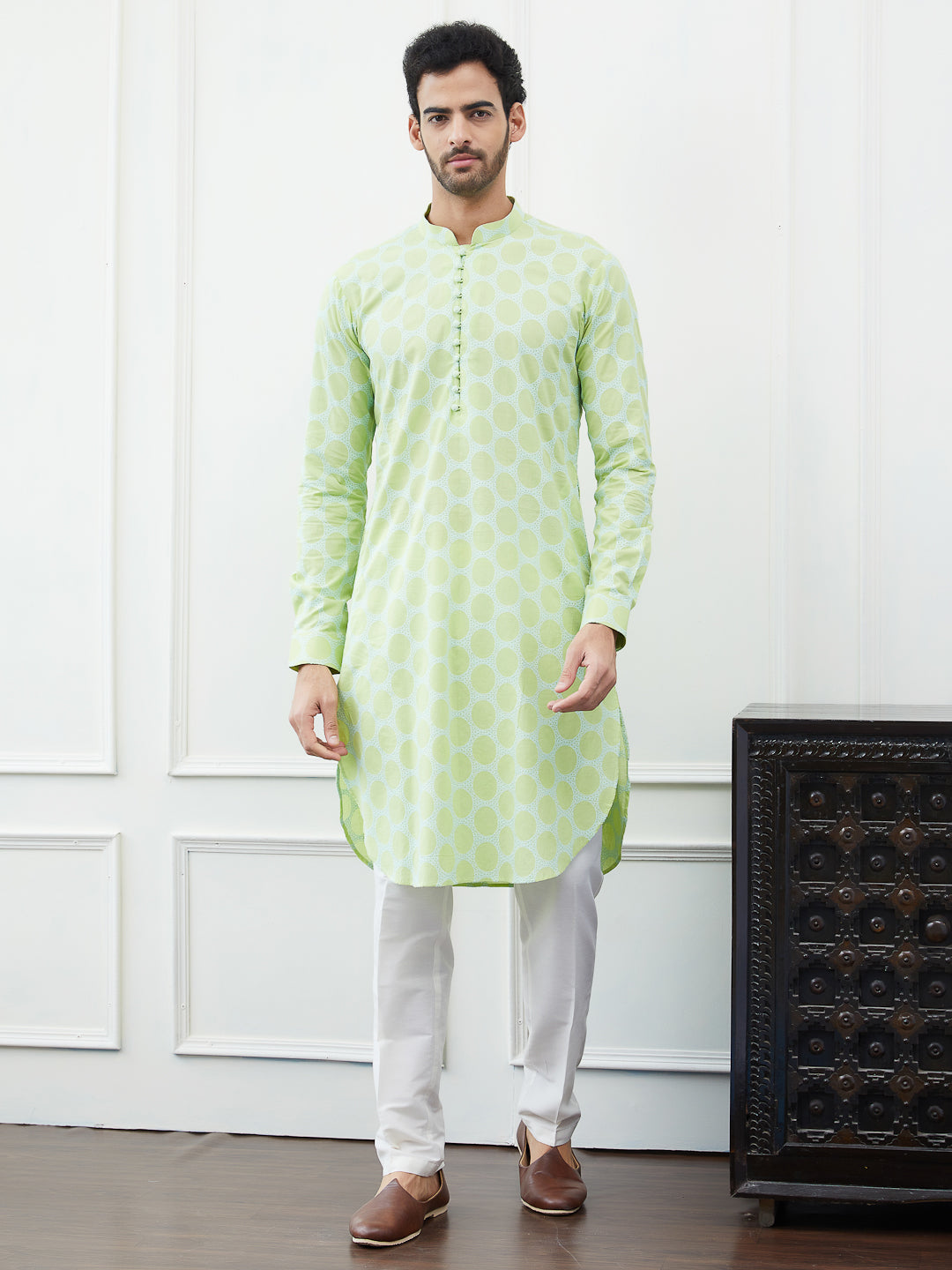 Embroidered Pure Cotton Straight Kurta with Pyjama