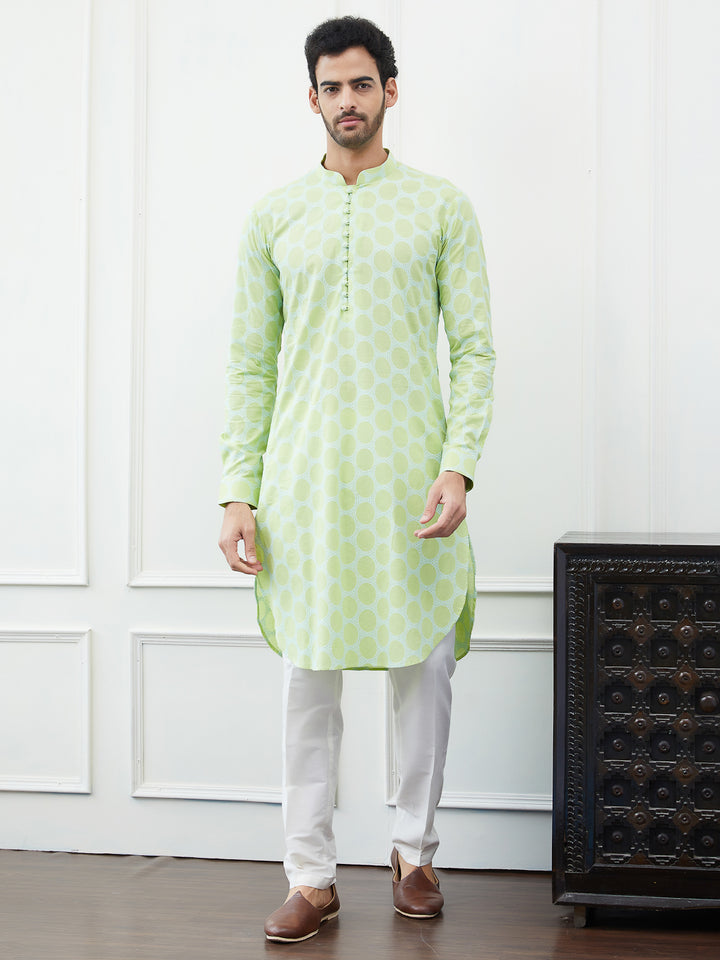 Embroidered Pure Cotton Straight Kurta with Pyjama