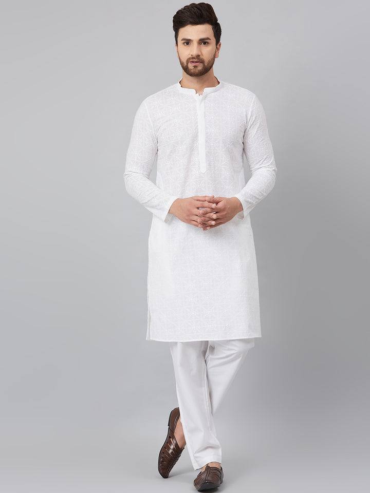 Chikankari Embroidered Straight kurta with Pyjama