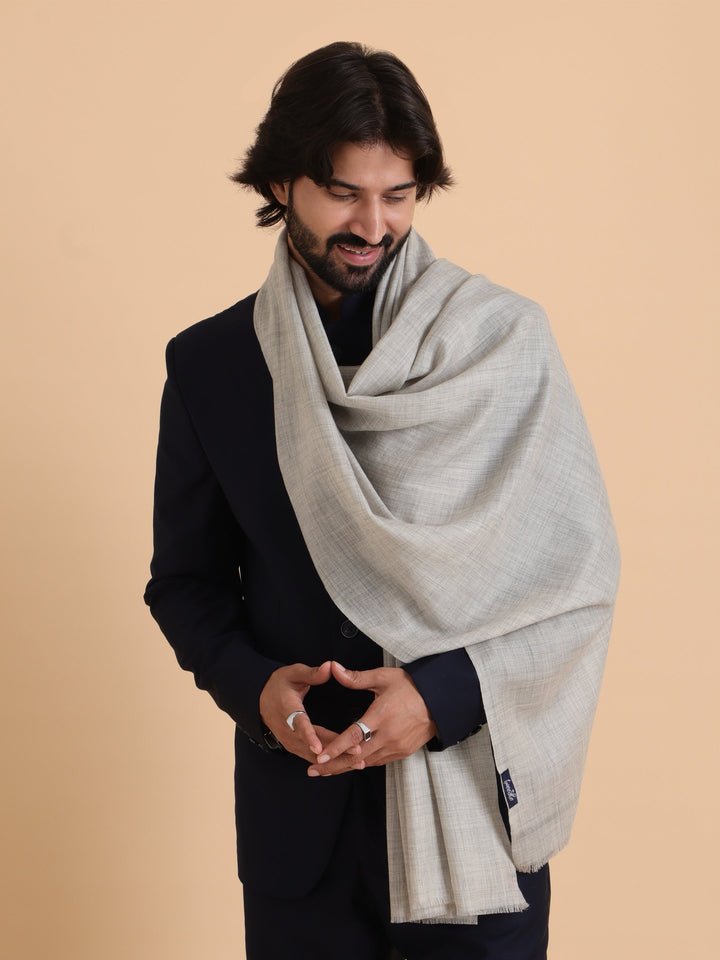 Tweedle Men’s Plain Woollen Stole / Scarf / Muffler– Grey