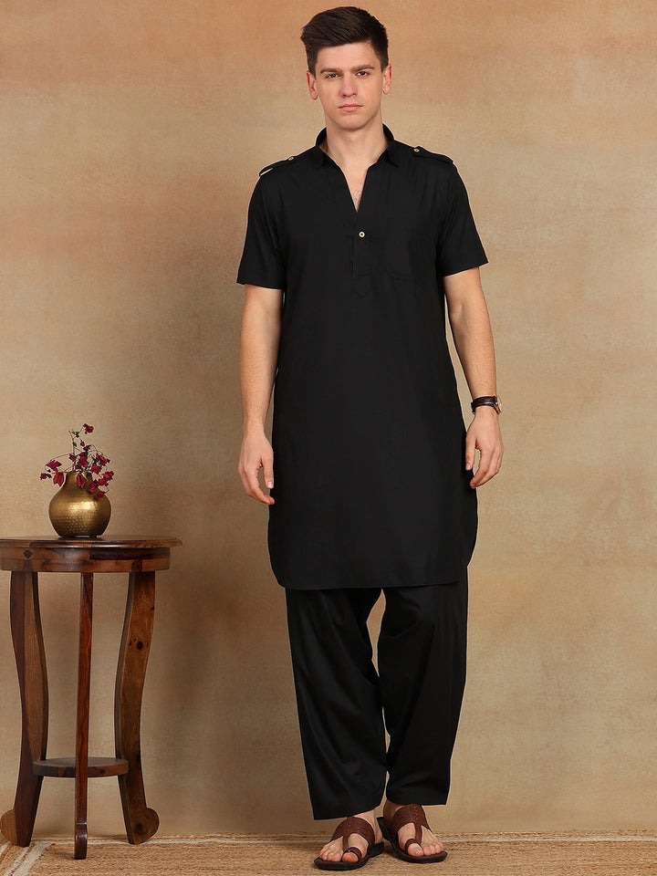 Men's Solid Pathani Kurta with Salwar