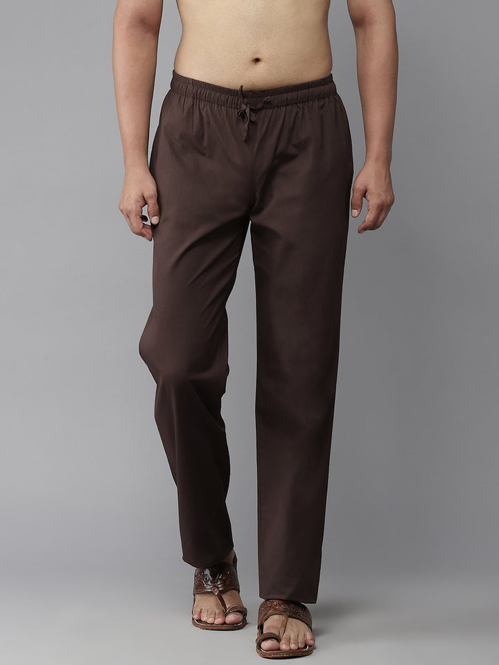 Combo Pack of 2: Deep Brown Solid Cotton Pyjamas