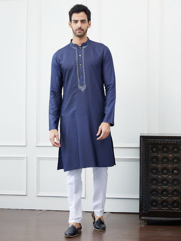 Solid Cotton Silk Straight Kurta