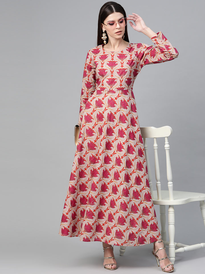 Floral Printed Flared Maxi Dress