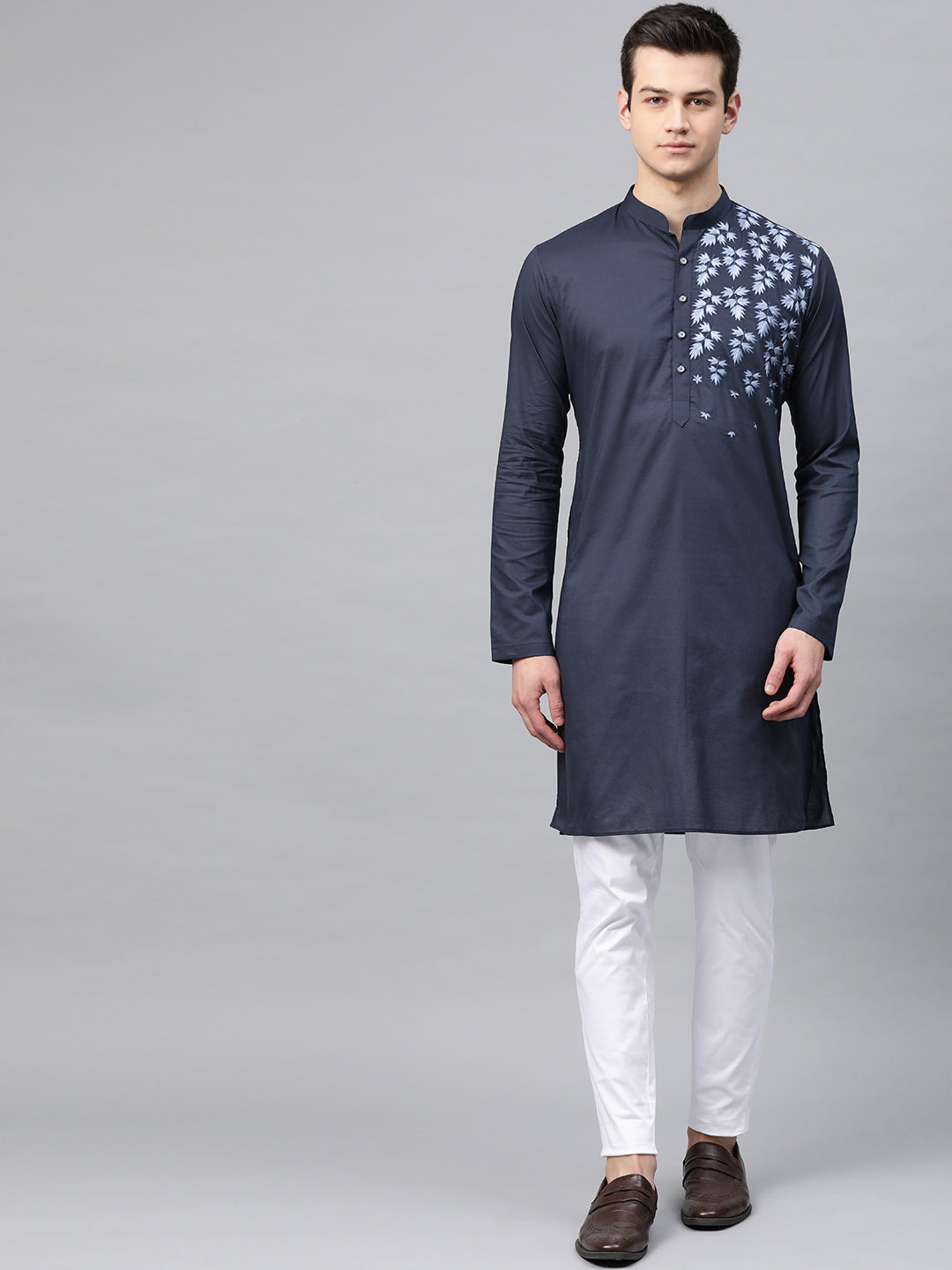 Embroidered Straight kurta with Pyjama