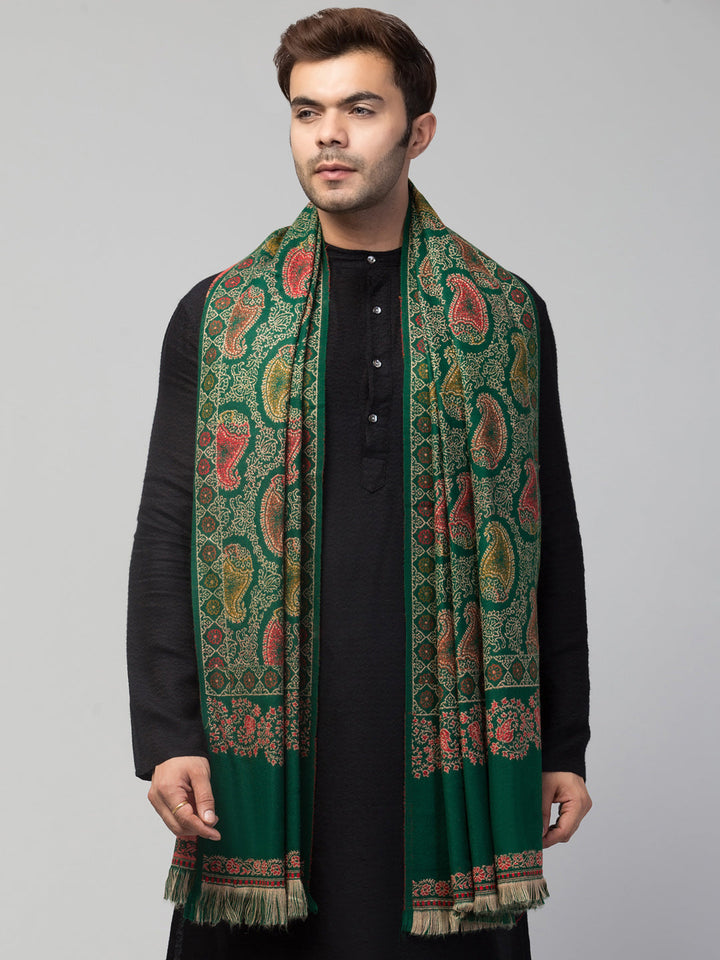 Tweedle Men’s Soft Woollen Shawl for Winters, Reversible – Green - 40 x 80 inches)