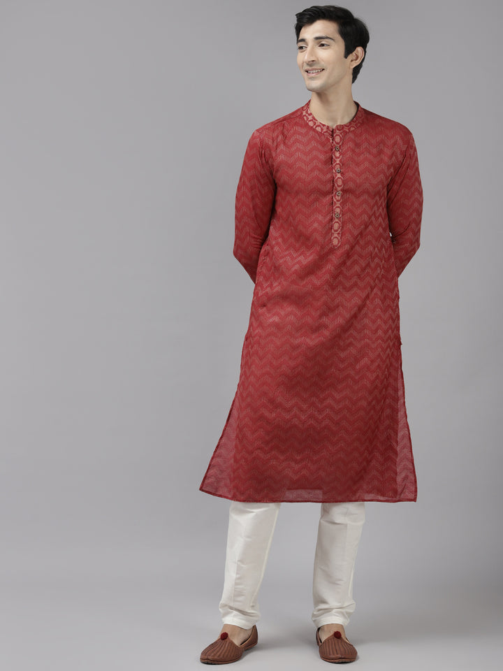 Men Mroon & beige thread work