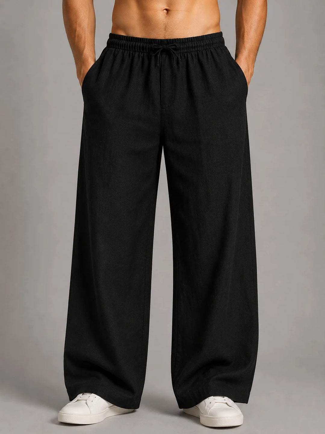 See Designs Men's Flare Linen Pyjama Relaxed Fit Drawstring Lounge Pants