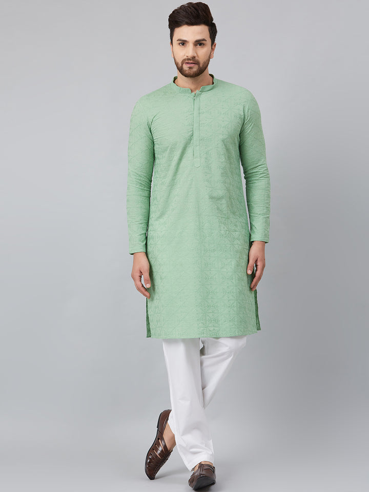 Chikankari Embroidered Straight kurta with Pyjama