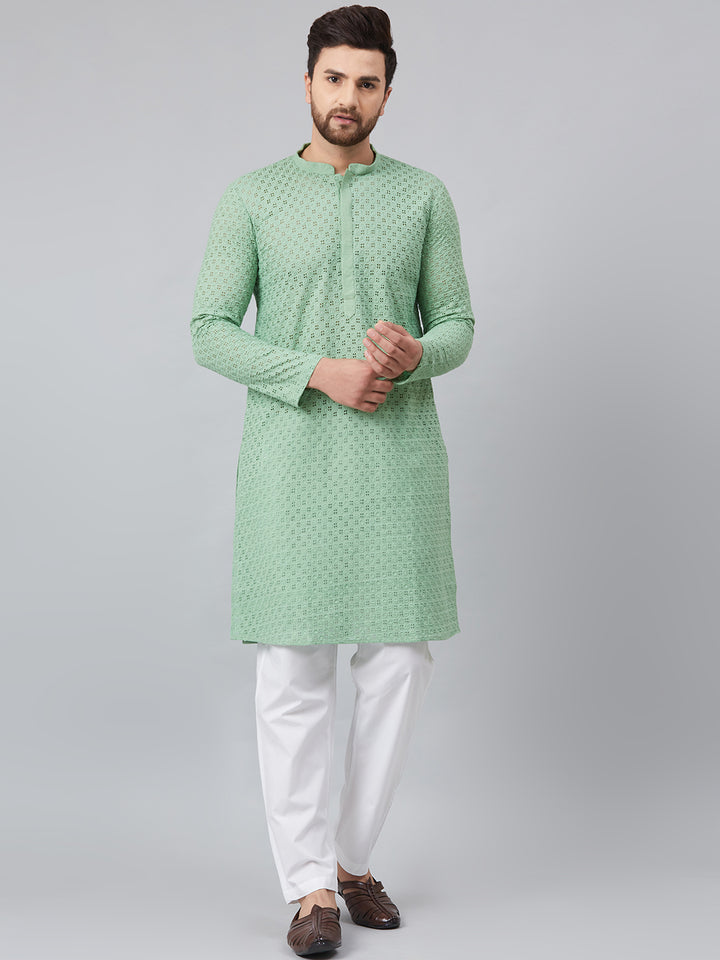 Chikankari Embroidered Straight kurta with Pyjama