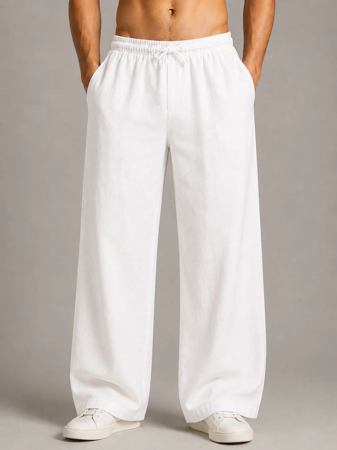 See Designs Men's Flare Linen Pyjama Relaxed Fit Drawstring Lounge Pants