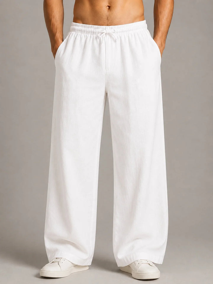 See Designs Men's Flare Linen Pyjama Relaxed Fit Drawstring Lounge Pants