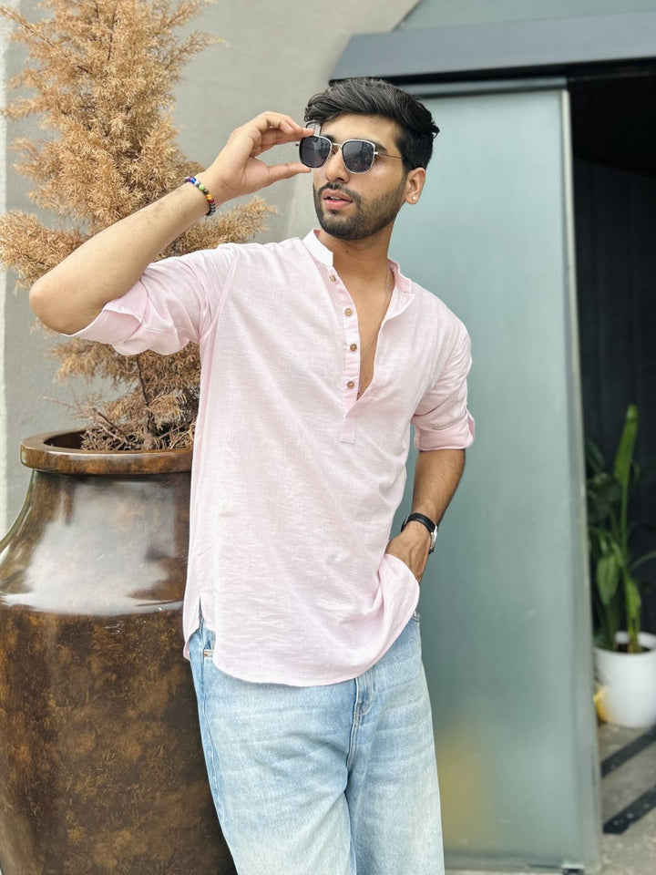 Pure Cotton Mandarin Collar Short Kurta