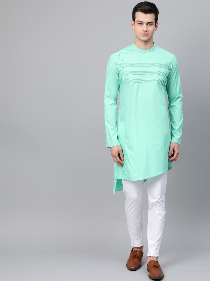 Yoke Thread worked Solid Straight kurta with pyjama