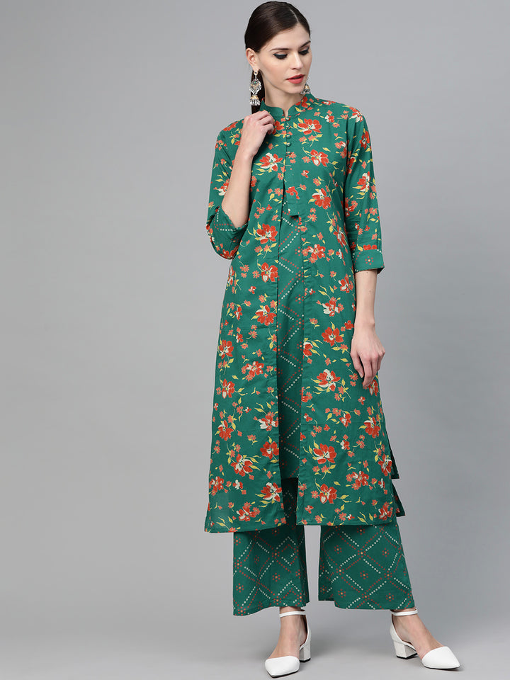 Double Layered Floral Printed kurta with palazzo