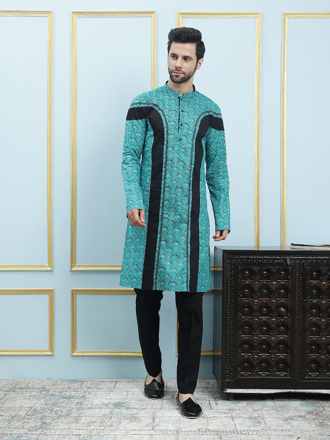 Printed Pure Cotton Straight Kurta with Princess Panel