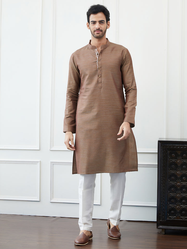 Thread Worked Cotton Silk Straight Kurta