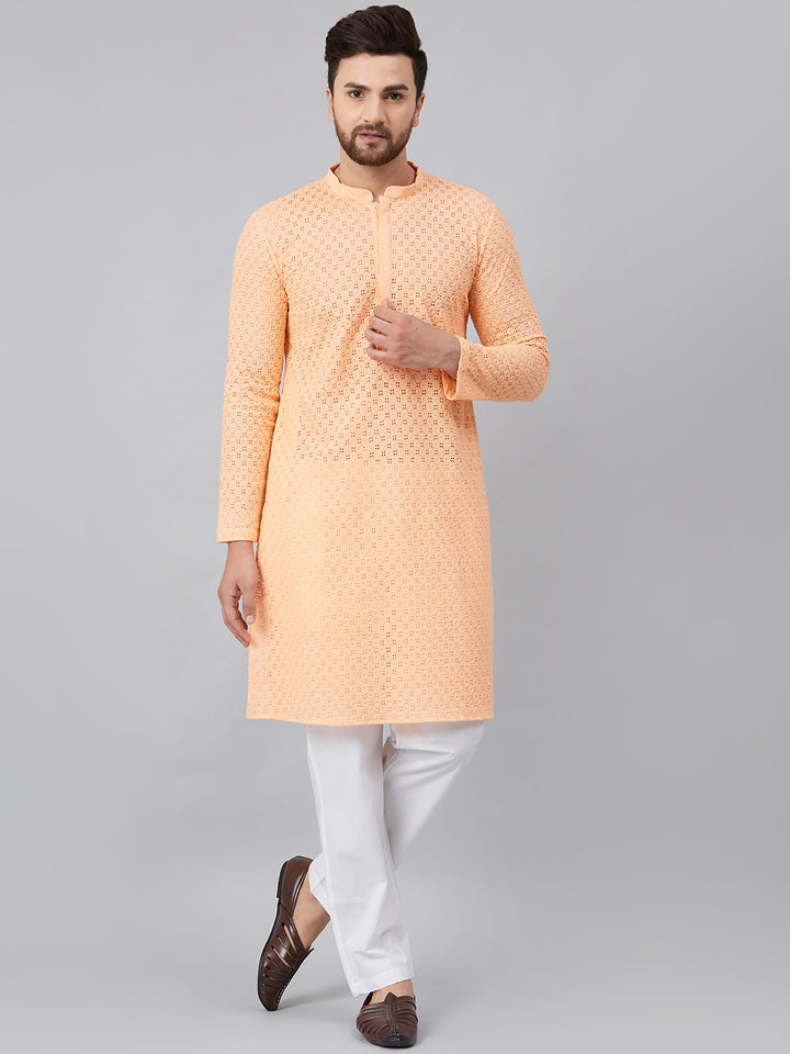 Chikankari Embroidered Straight kurta with Pyjama