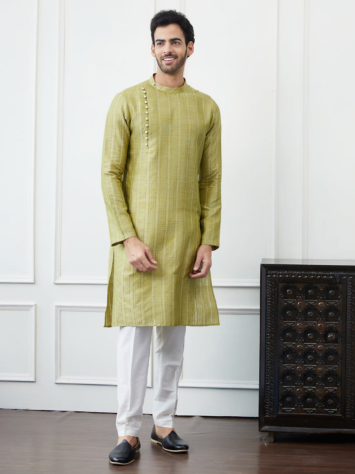 Thread Worked Pure Cotton Straight Kurta