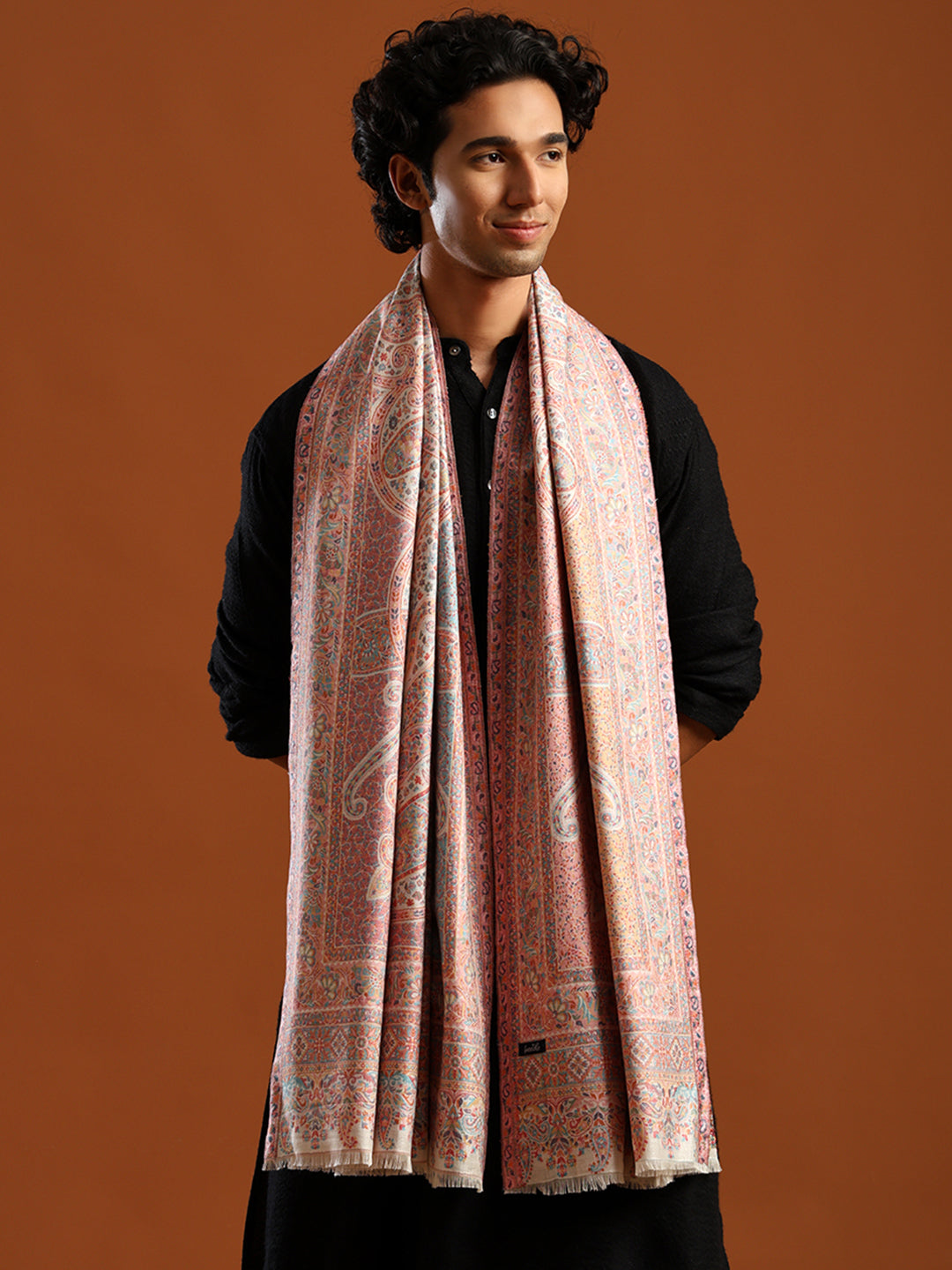 Tweedle Men’s Ruhani Kashmiri Kani Shawl |Pashmina Style Stole for Winters - White
