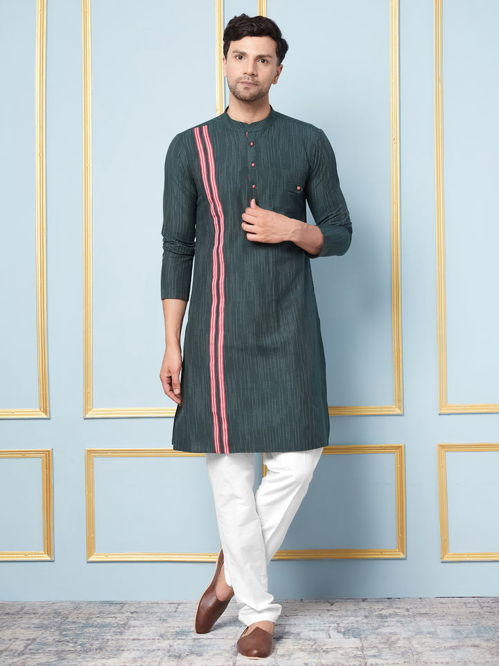 Woven Straight Kurta With Pyjama
