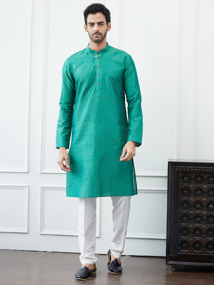 Thread Worked Cotton Silk Straight Kurta
