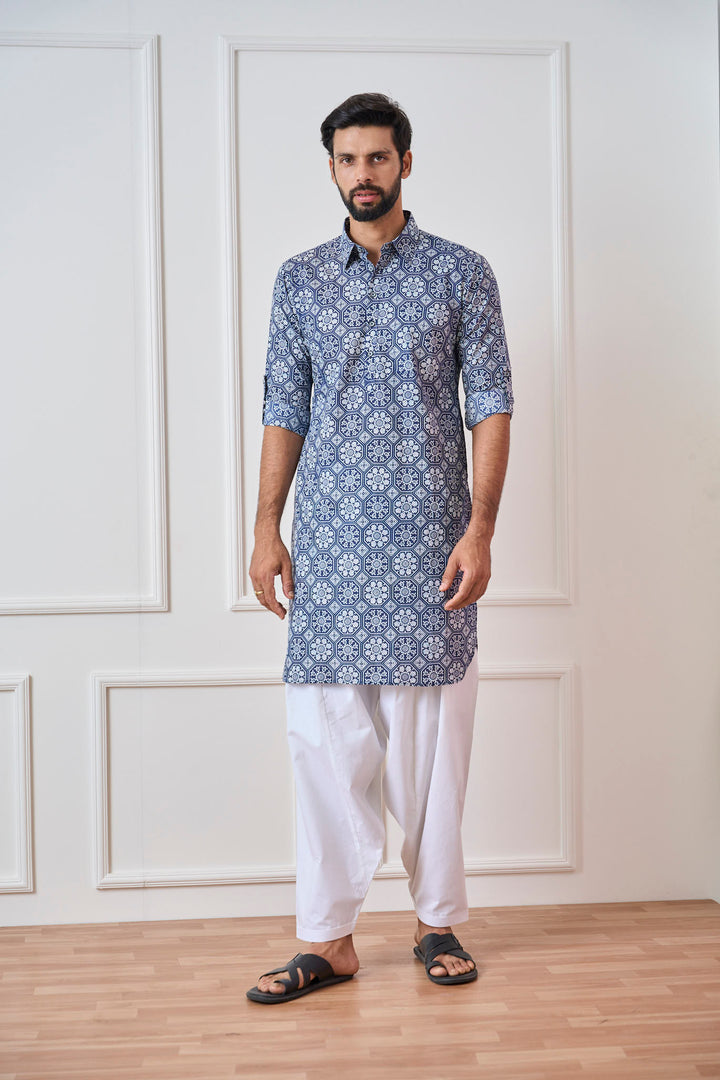 Pure Cotton Printed Pathani Kurta