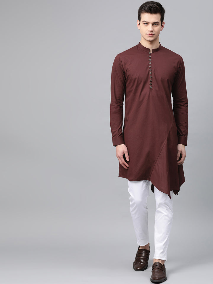 Plain Solid Asymmetrical Kurta with Pyjama