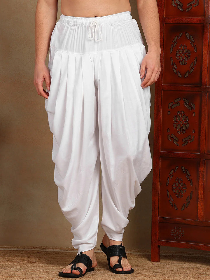 Men White Solid Dhoti Salwar