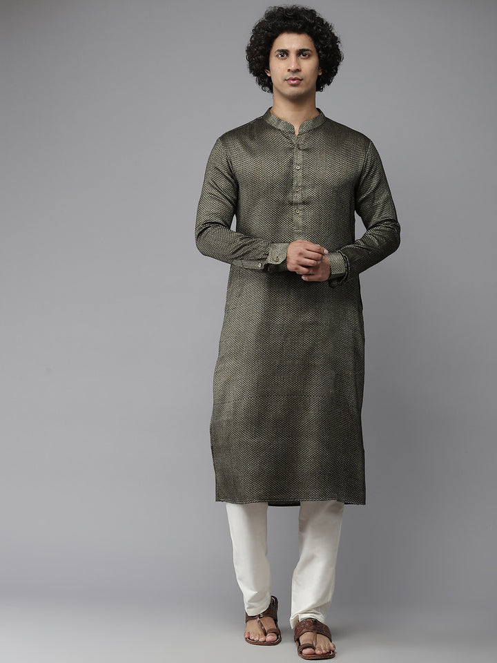 Silk Woven Straight Kurta with Pyjama