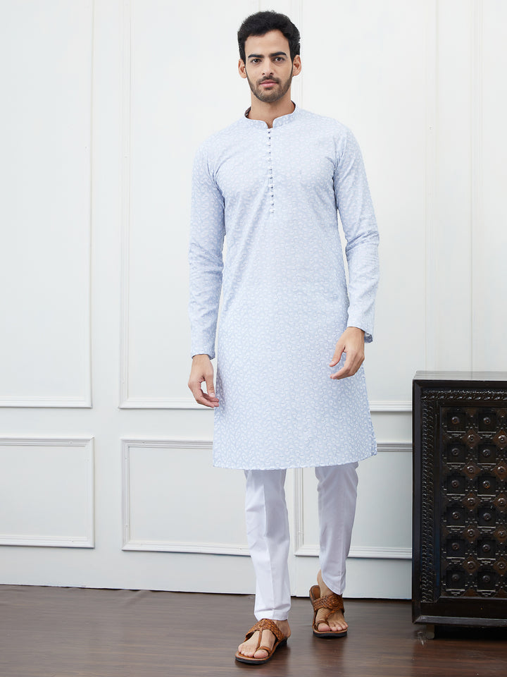 Embroidered Pure Cotton Straight Kurta