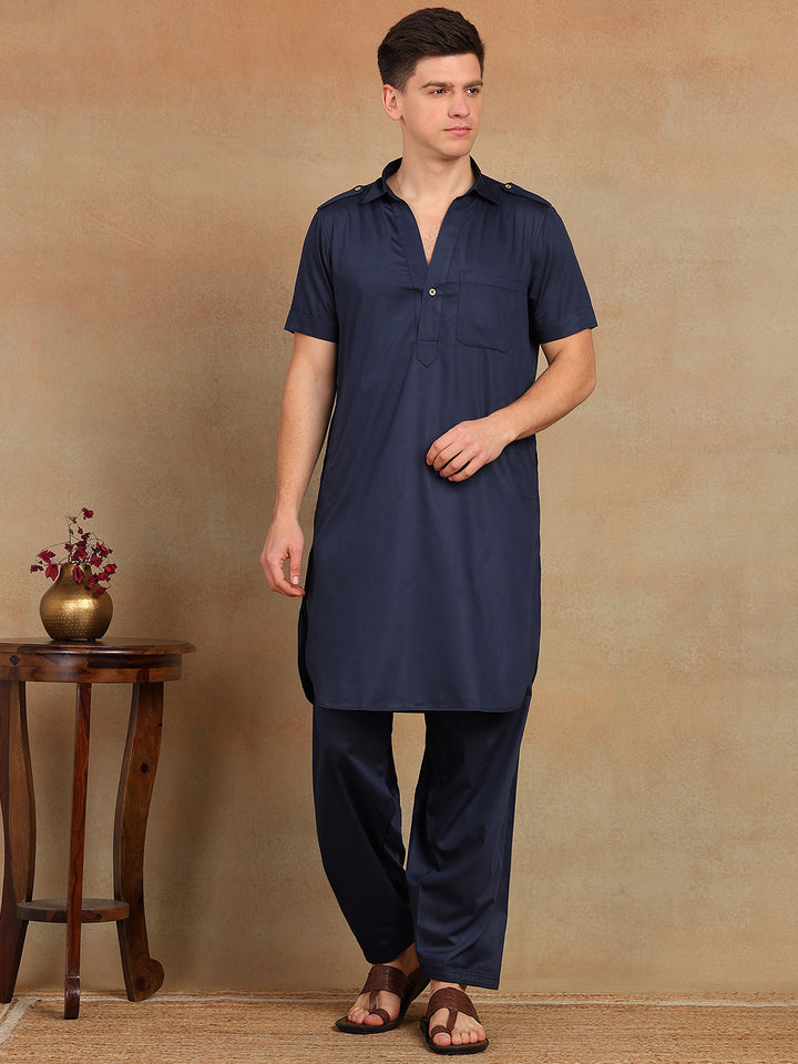 Men's Solid Pathani Kurta with Salwar