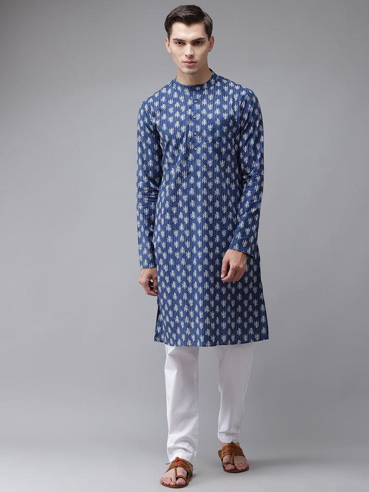 Men Pure Cotton Floral Printed Kurta