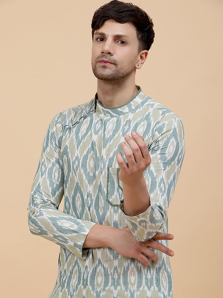 Ikat Printed Cotton Kurta
