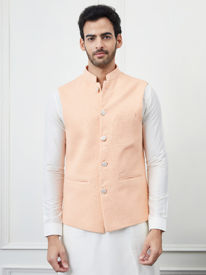 Sequins Embroidered Nehru Jacket