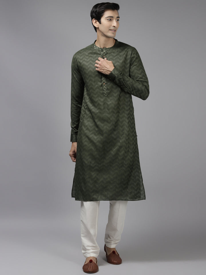 Handwoven Straight Silk Kurta with Pyjama