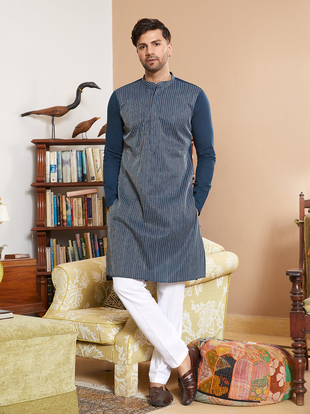 Thread Worked Pure Cotton Straight Kurta