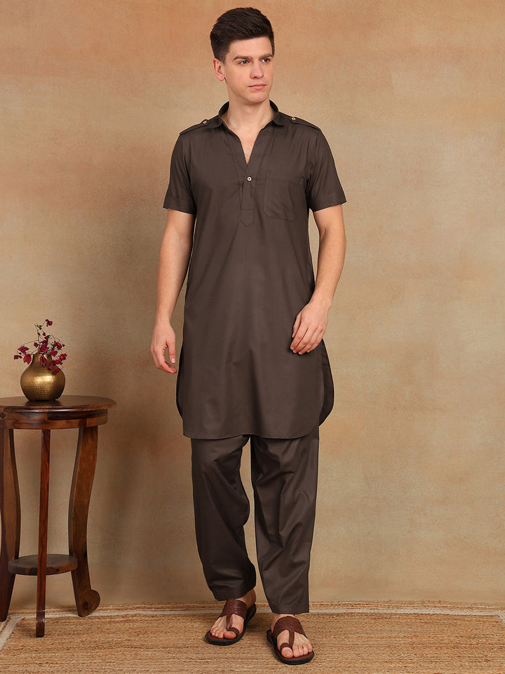 Men's Solid Pathani Kurta with Salwar