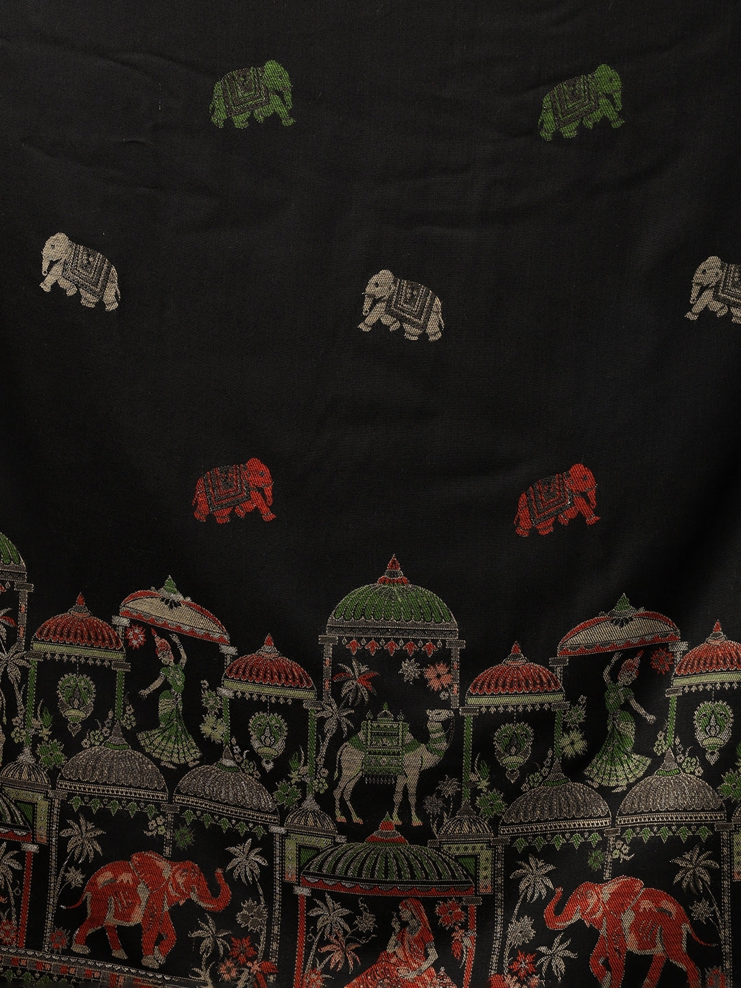 Tweedle Men’s Mahotsav Ethnic Design Zari Shawl, Faux Wool - Black - 40 x 80 inches