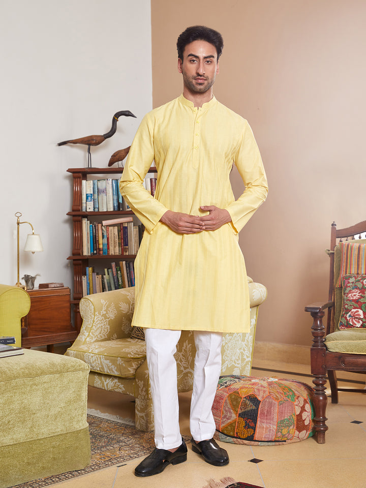 Pintuck Cotton Silk Straight Kurta