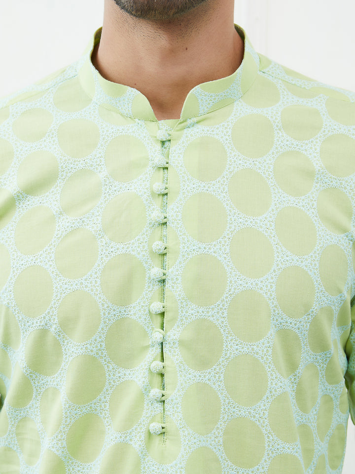 Embroidered Pure Cotton Straight Kurta with Pyjama