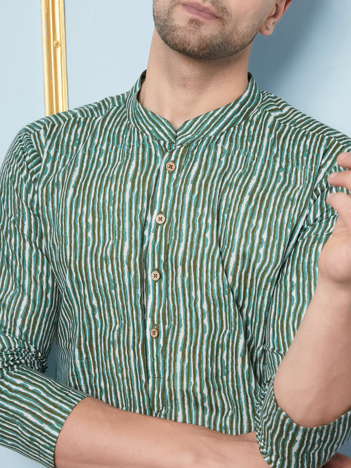 Striped Printed Kurta With Pyjama