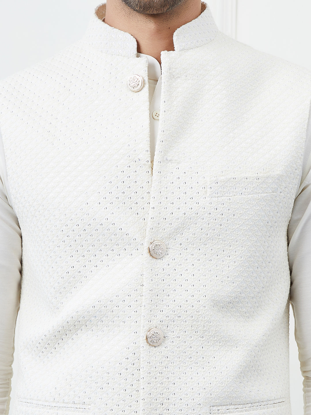 Sequins Embroidered Nehru Jacket
