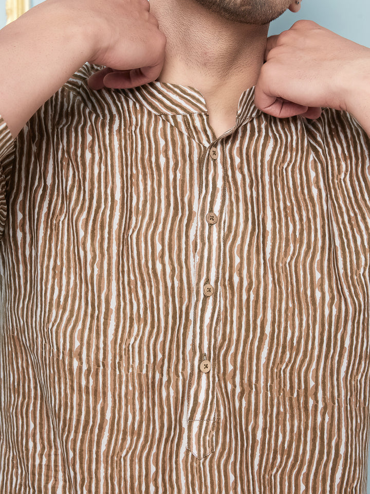 Striped Printed Straight Kurta With Pyjama