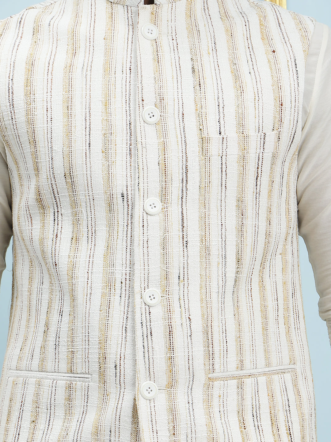 Solid Handwoven Pure Cotton Nehru Jacket